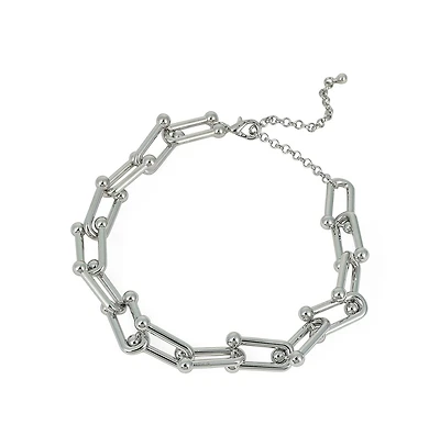 Sohi Women's The Chunky Clip-Link Chain Necklace - Chrome Silver