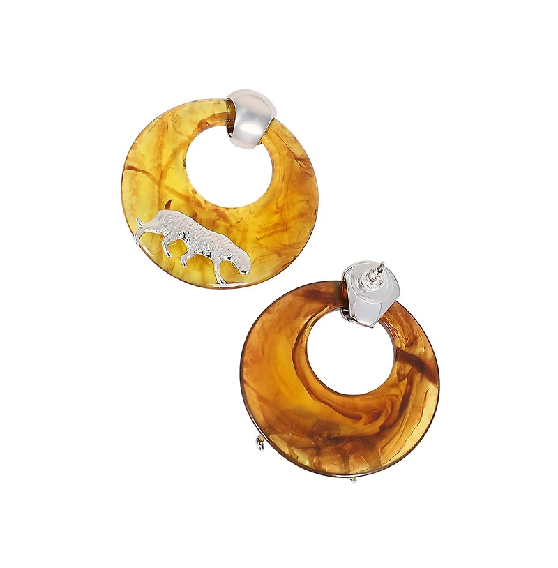 Women's The Circular-Panthera Statement Earrings - Metallic Silver