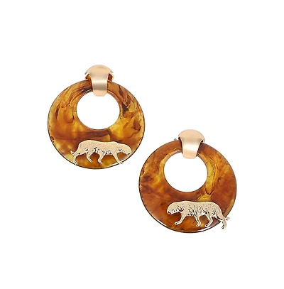 Women's The Circular-Panthera Statement Earrings - California Gold