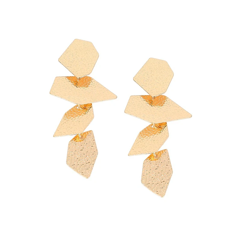 Women's The Dented-Geometric Drop Earrings - Antique Gold