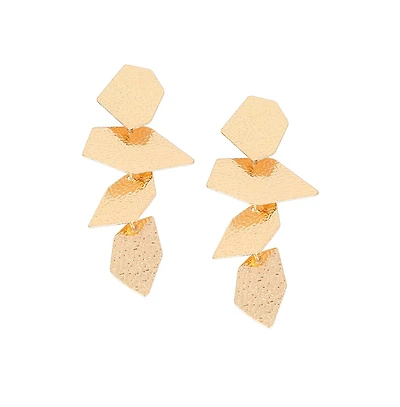 Women's The Dented-Geometric Drop Earrings - Antique Gold