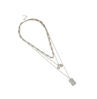 Sohi Women's The Dented Charm Multi-Layer Necklace