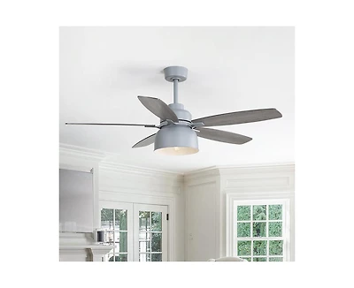 Sofucor 52-inch Grain Farmhouse Gray Wood 5-blade Ceiling Fan with Light Kit and Remote Control