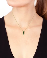 Effy Collection Diamond (1/10 ct. t.w.) & Emerald (5/8 ct. t.w.) Pendant Necklace in 14k Yellow Gold