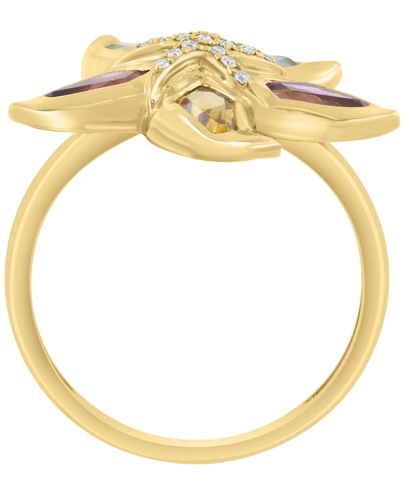 Effy Collection Diamond (1/20 ct. t.w.) & Multi Gemstones (1-3/8 ct. t.w.) Ring in 14k Yellow Gold