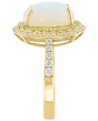 Effy Collection White Diamond (1/4 ct. t.w.), Yellow Diamond (1/3 ct. t.w.) & Opal (2-5/8 ct. t.w.) Ring in 14k Yellow Gold