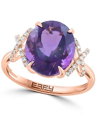 Effy Collection Diamond (1/8 ct. t.w.) & Amethyst (4-5/8 ct. t.w.) Ring in 14k Rose Gold