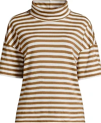 Lands' End Women's Elbow Sleeve Supima Cotton Relaxed Turtleneck