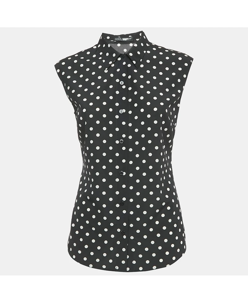 Pre-Owned Dolce & Gabbana Women's Polka Dots Chiffon Sleeveless Shirt