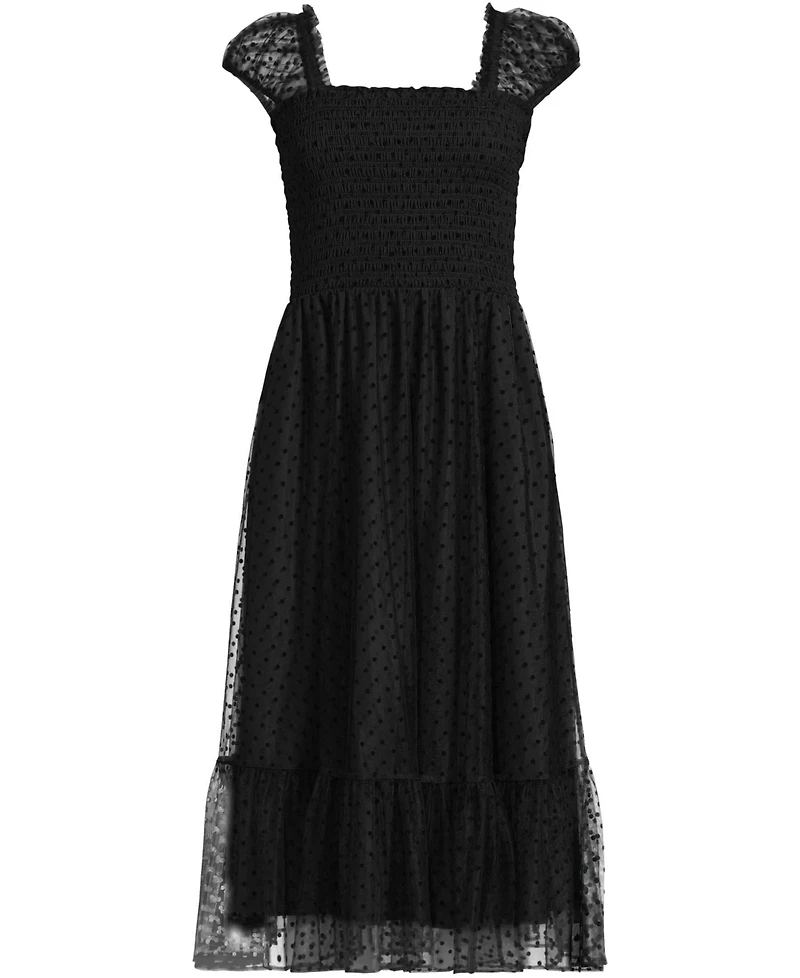 Lands' End Women's Flocked Chiffon Midi Dress