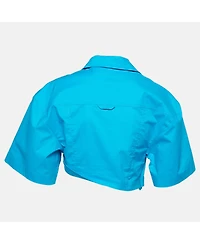 Pre-Owned Jacquemus Women's Blue Cotton La Chemise Asymmetric Crop Top