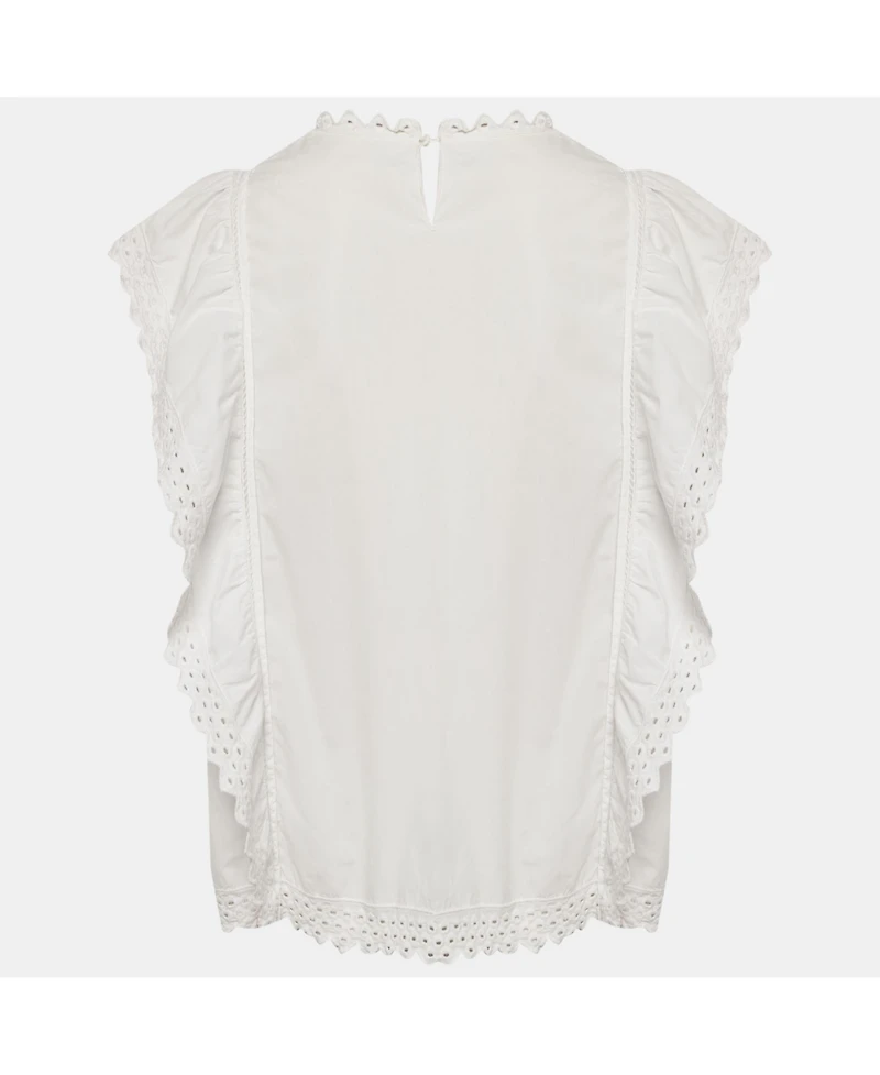 Pre-Owned Isabel Marant Women's eacutetoile White Broderie Anglaise Cotton Ruffled Blouse