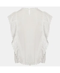 Pre-Owned Isabel Marant Women's eacutetoile White Broderie Anglaise Cotton Ruffled Blouse