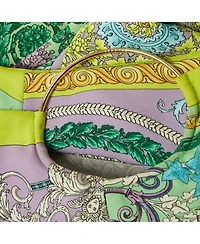 Pre-Owned Versace Women's Green Barocco Crepe Metallic Ring Detail Shorts