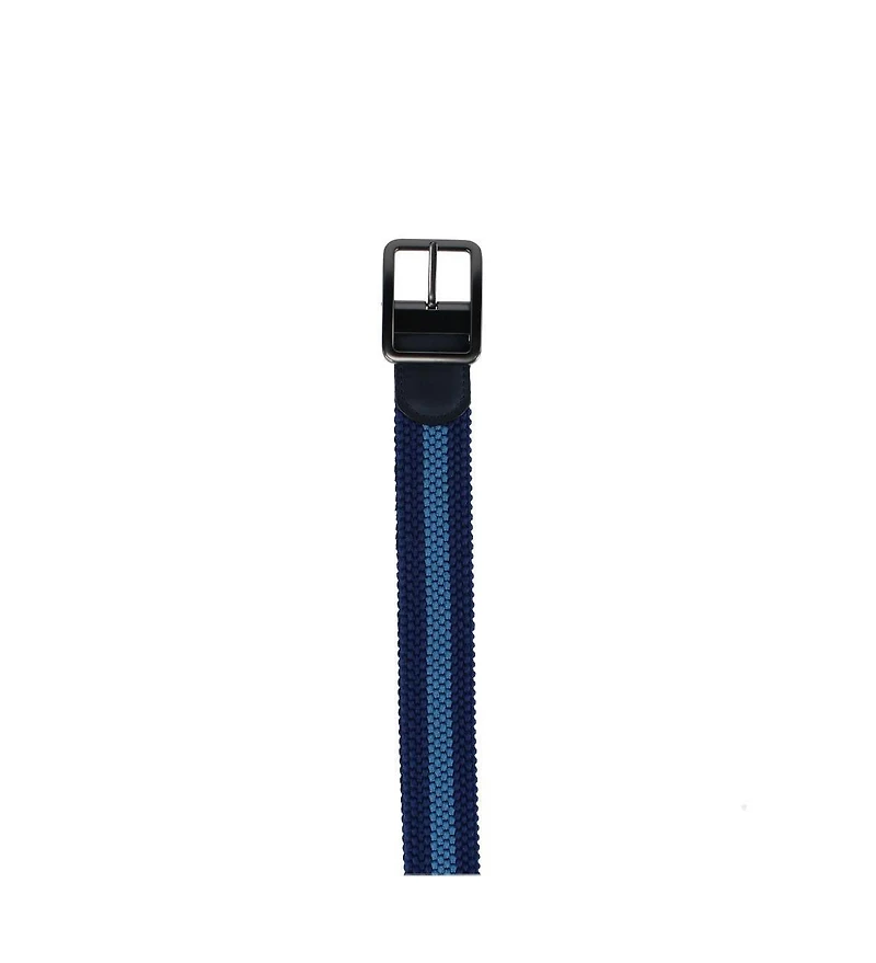Trafalgar Big & Tall Arturo Black and Blue Striped Reversible Braided Casual Golf Belt
