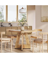 Tribesigns Square Dining Table for 4, 31.5-Inch Small Kitchen Table with Pedestal Base, Farmhouse Wooden Dinner Table