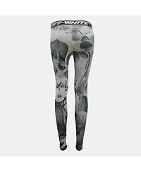 Pre-Owned Off-White Women's Grey Athleisure Botanical Print Jersey Leggings