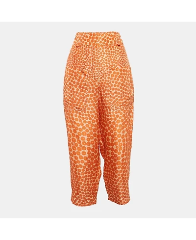 Pre-Owned Stella Mccartney Women's Orange Ditsy Floral Print Silk Trousers