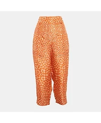 Pre-Owned Stella Mccartney Women's Orange Ditsy Floral Print Silk Trousers