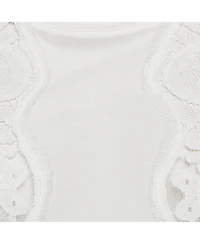 Pre-Owned Dolce & Gabbana Women's White Modal & Lace Trim Crew Neck Top