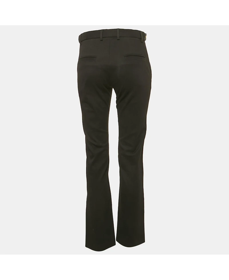 Pre-Owned Versace Women's Black Gabardine Belt Detail Trousers