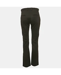 Pre-Owned Versace Women's Black Gabardine Belt Detail Trousers