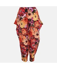 Pre-Owned Stella Mccartney Women's Red Floral Print Silk Tie-Up Trousers