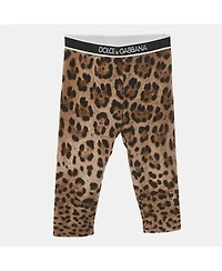 Pre-Owned Dolce & Gabbana Women's Brown Leopard Print Cotton Knit Leggings