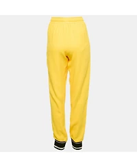 Pre-Owned Dolce & Gabbana Women's Yellow Crepe Logo Tape Trimmed Trackpants