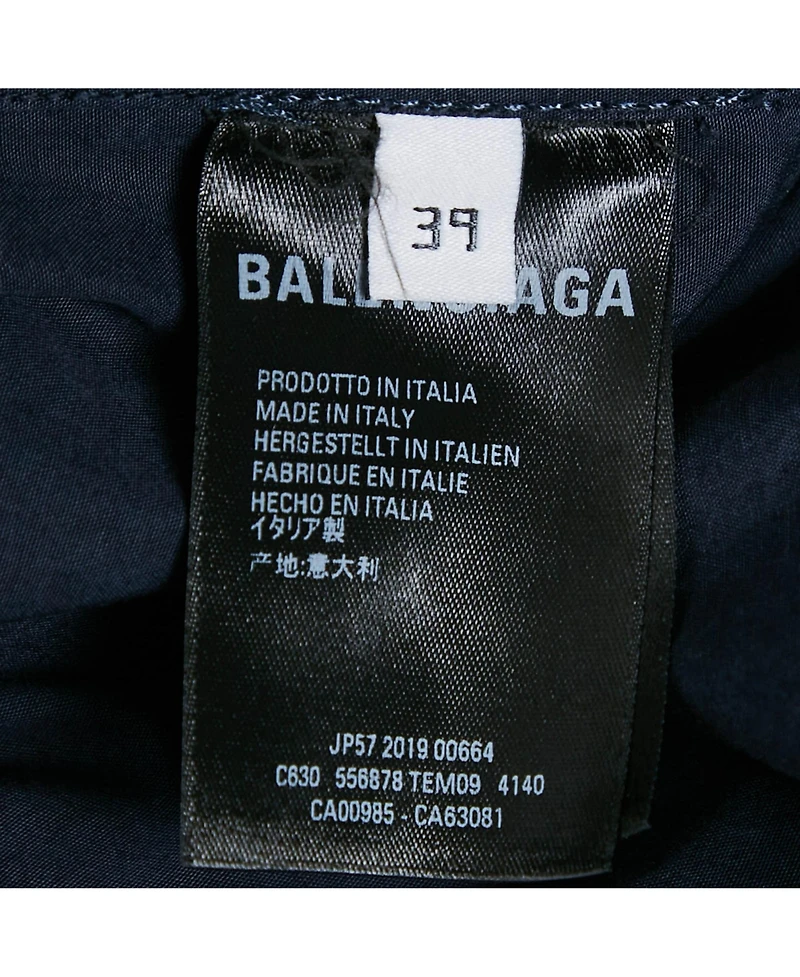 Pre-Owned Balenciaga Men's Navy Blue Cotton Logo Print Button Down Oversized Shirt