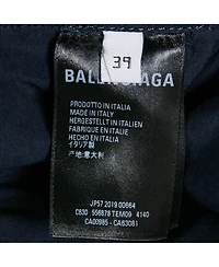 Pre-Owned Balenciaga Men's Navy Blue Cotton Logo Print Button Down Oversized Shirt