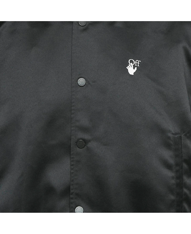 Pre-Owned Off-White Men's Black Logo Print Synthetic Bomber Jacket