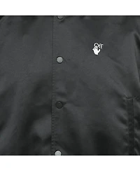 Pre-Owned Off-White Men's Black Logo Print Synthetic Bomber Jacket