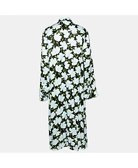 Pre-Owned Off-White Women's Blue Floral Printed Satin Open Front Lightweight Coat