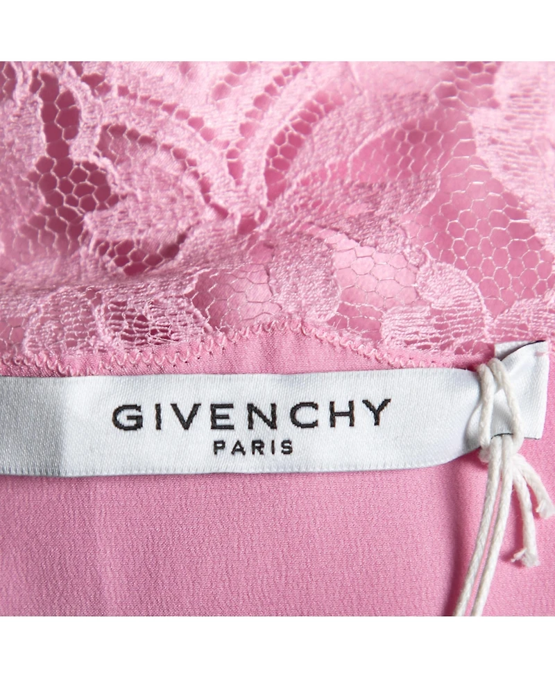 Pre-Owned Givenchy Women's Pink Satin Slip Cami Lace Trimmed Top