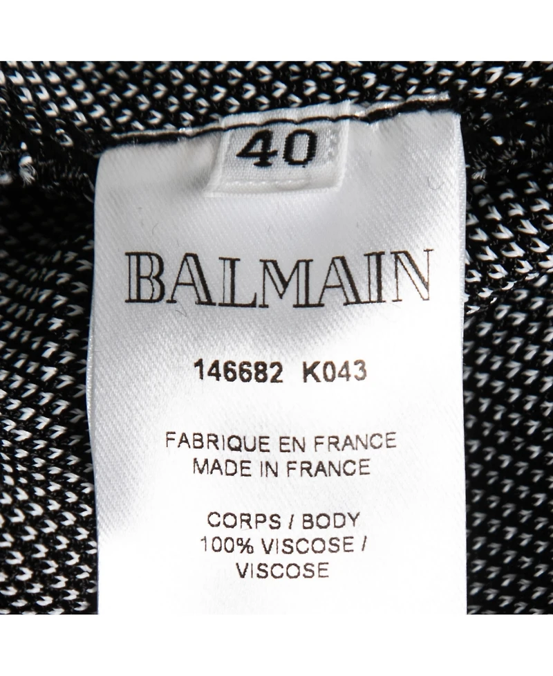 Pre-Owned Balmain Women's Black Striped Knit Long Open Cardigan