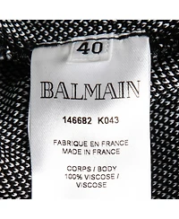 Pre-Owned Balmain Women's Black Striped Knit Long Open Cardigan