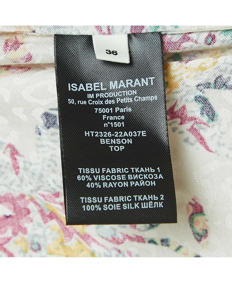 Pre-Owned Isabel Marant Women's Etoile Multicolor Print Crepe Long Sleeve Blouse