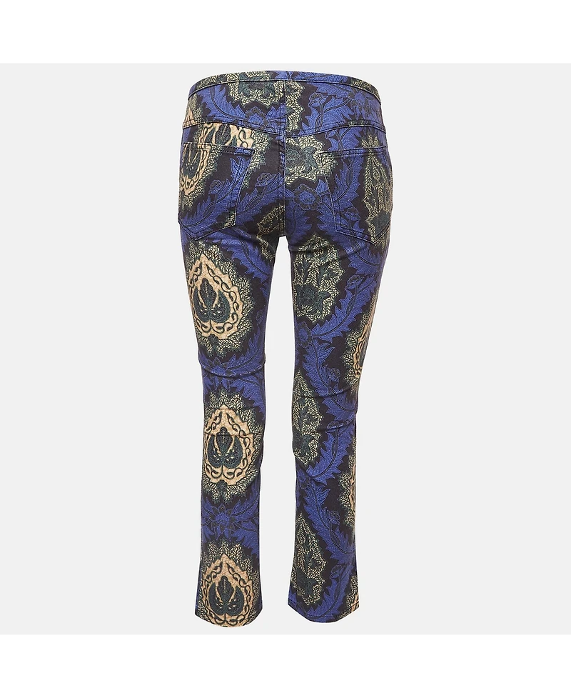 Pre-Owned Isabel Marant Women's Etoile Purple Floral Print Cotton Lace-Up Trousers