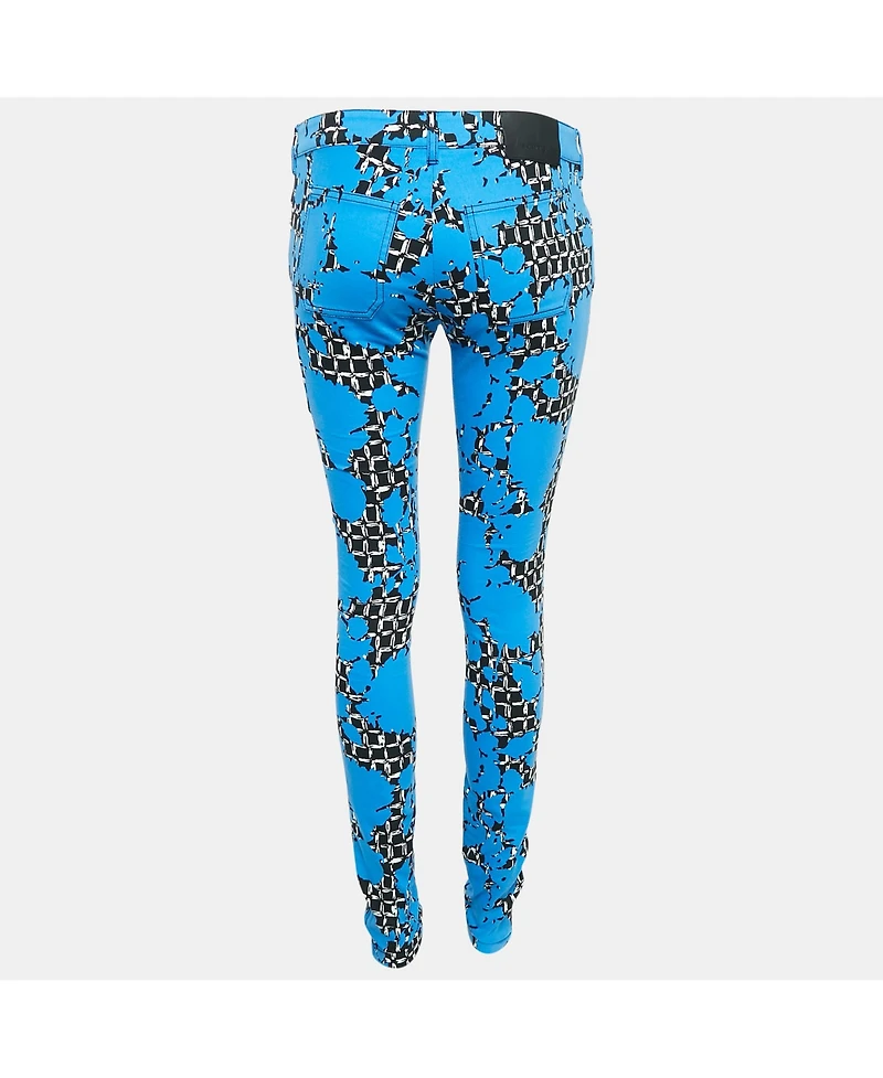 Pre-Owned Balenciaga Women's Blue Printed Denim Skinny Jeans