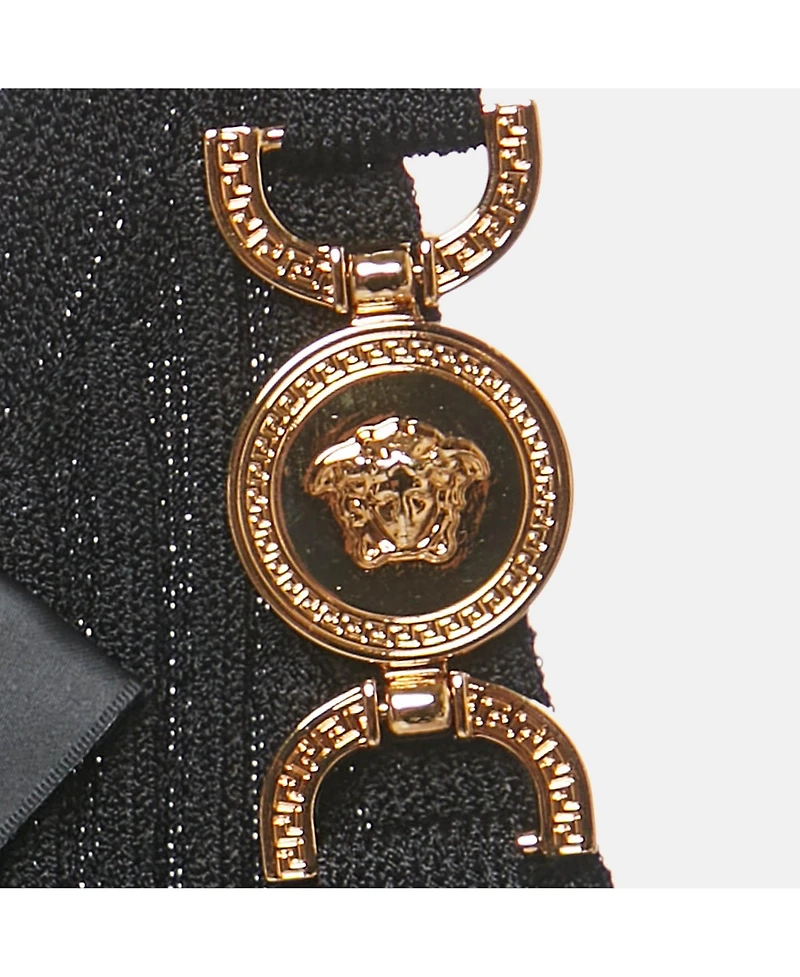 Pre-Owned Versace Women's Black Rib Knit Medusa Detail Tank Top