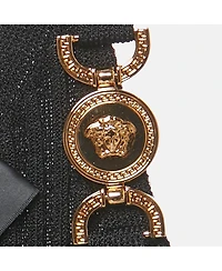 Pre-Owned Versace Women's Black Rib Knit Medusa Detail Tank Top