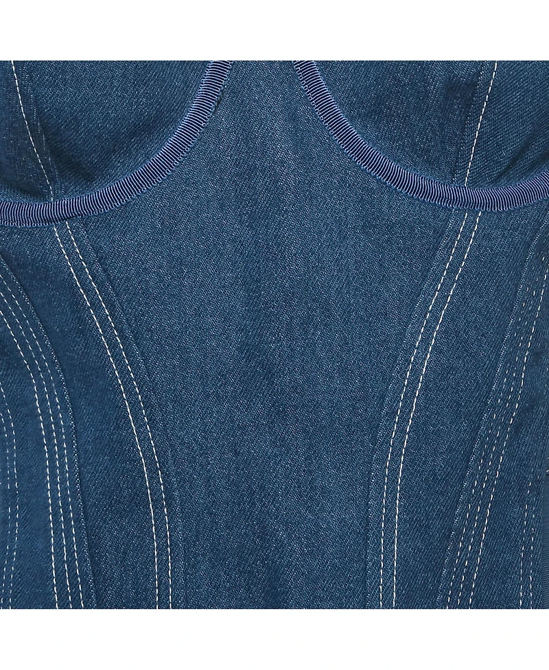 Pre-Owned Burberry Women's Denim And Mesh Bustier Corset Top