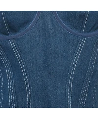 Pre-Owned Burberry Women's Denim And Mesh Bustier Corset Top