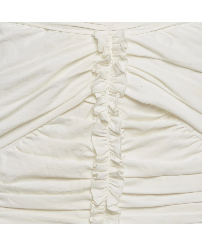 Pre-Owned Isabel Marant Women's White Crepe Ruched & Ruffle Mini Skirt