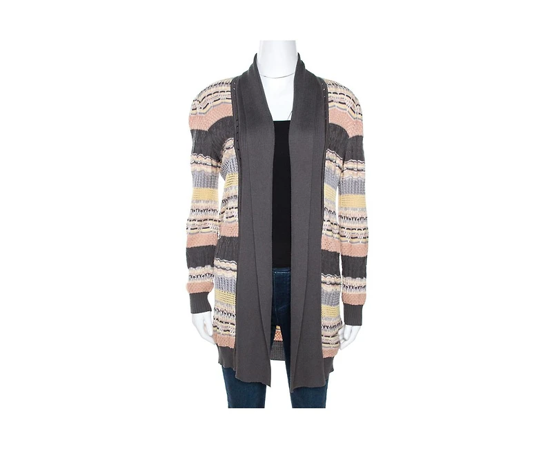 Pre-Owned Missoni Women's Multicolor Jacquard Eyelet Knit Cardigan
