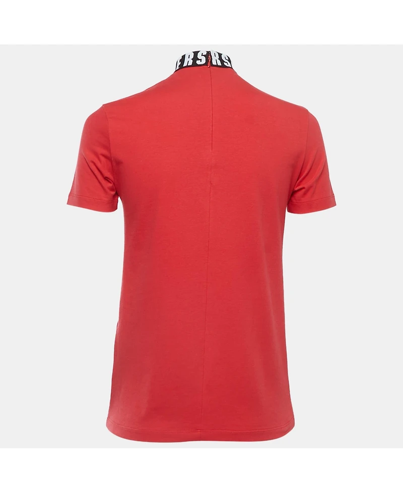 Pre-Owned Versace Women's Pre-Owned Versus Versace Red Cotton Logo Detailed High Neck T-Shirt