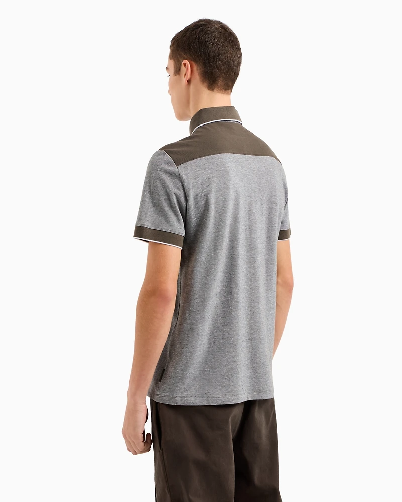 A|X Armani Exchange Men's Short Sleeve Heathered Contrast Trim Polo Shirt
