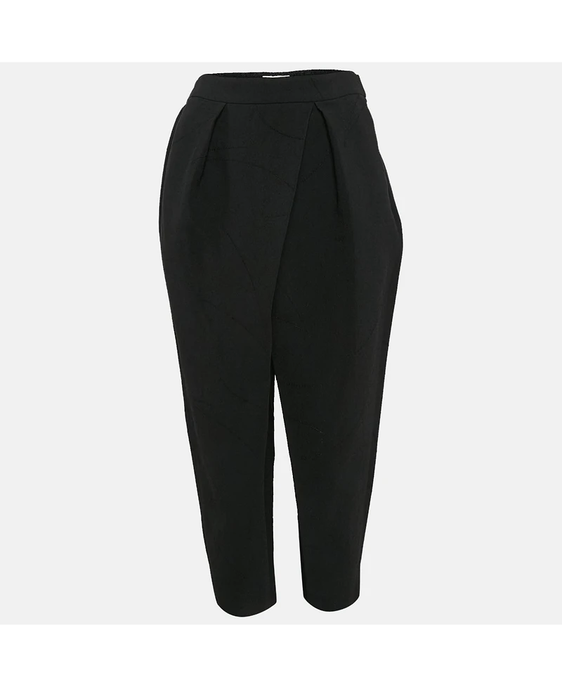 Pre-Owned Chloe Women's Black Textured Crepe Pleats Detail Trousers