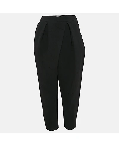 Pre-Owned Chloe Women's Black Textured Crepe Pleats Detail Trousers
